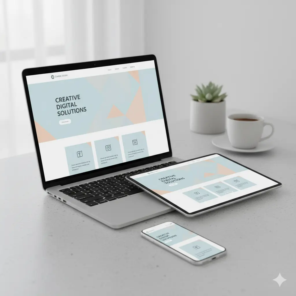 Responsive website design preview on devices